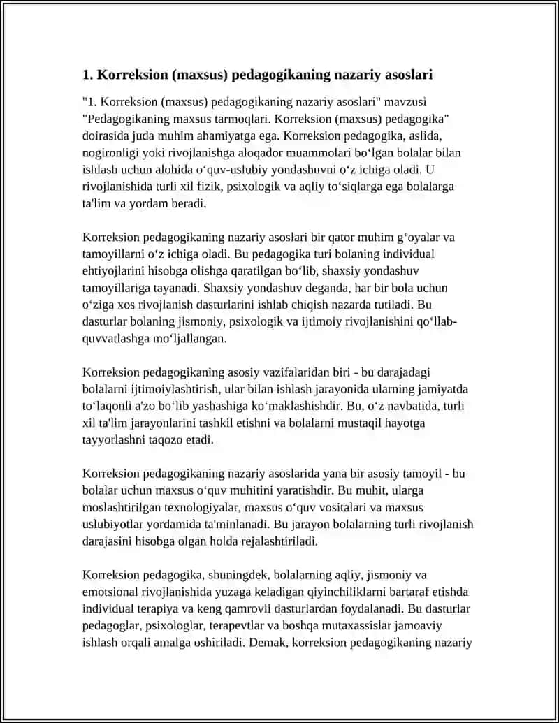 PEDAGOGIKANING MAXSUS TARMOQLARI. KORREKSION ( MAXSUS ) PEDAGOGIKA 3