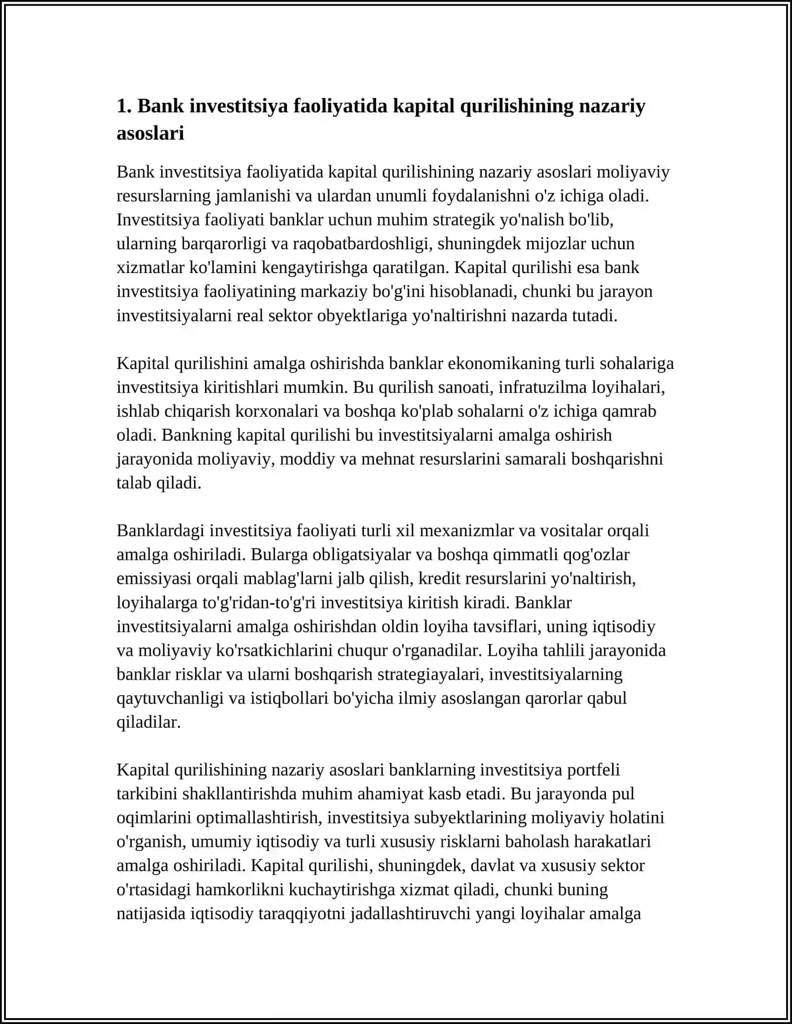 BANK INVESTITSIYA FAOLIYATIDA KAPITAL QURILISHI 3