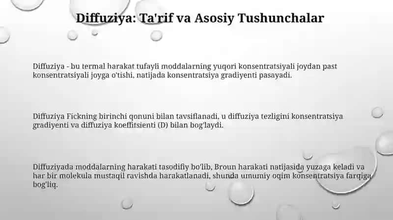 Diffuziya: Turlari, Mexanizmlari va Qonuniyatlari 3