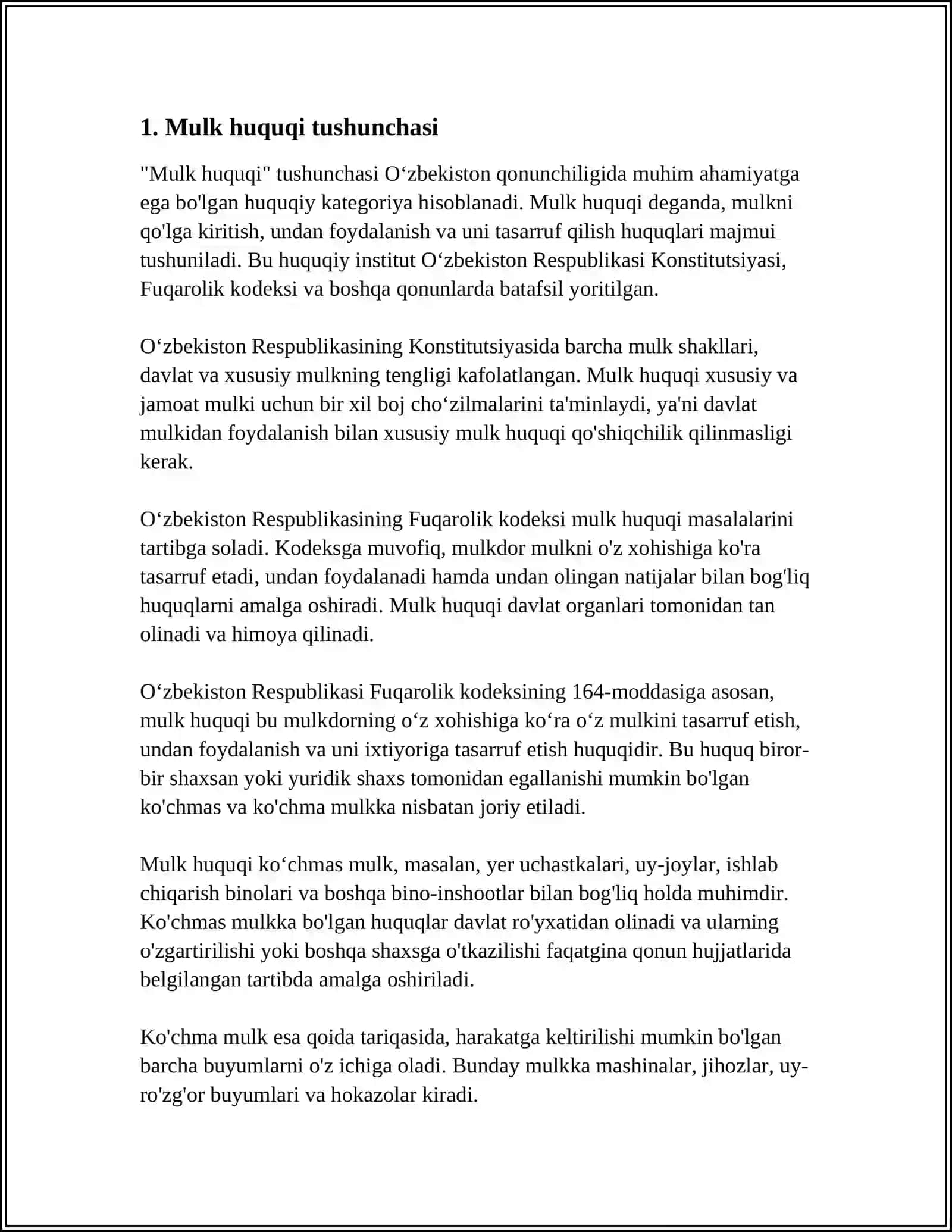 MULK HUQUQI TUSHUNCHASI, BELGILARI VA FUNKSIYALARI 3