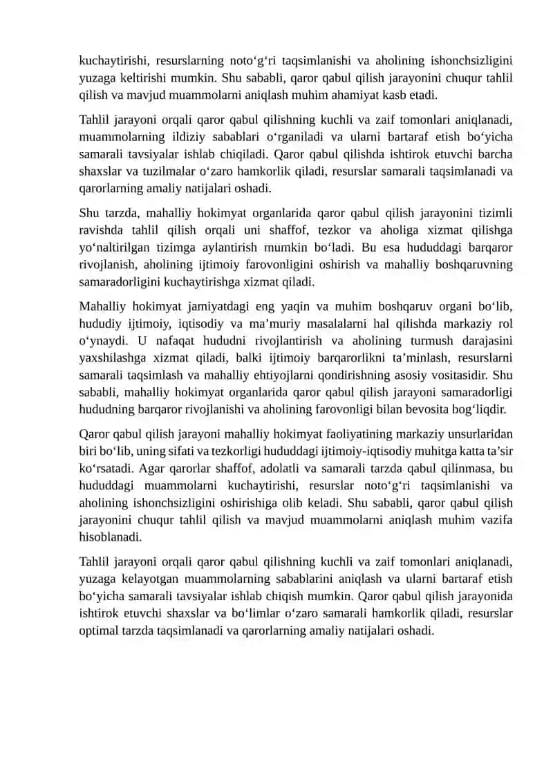 MAHALLIY HOKIMYATDA QAROR QABUL QILISH JARAYONINI TAHLIL QILISH VA MUAMMONI KENG TAHLIL QILISH 3