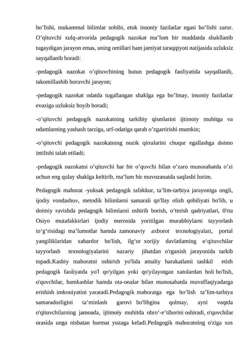 Pedagogik nazokat va xushmuomalalik va kasbiy pedagogik dilkashlikning oʻqituvchi xulq atvorida shakllanishi 3