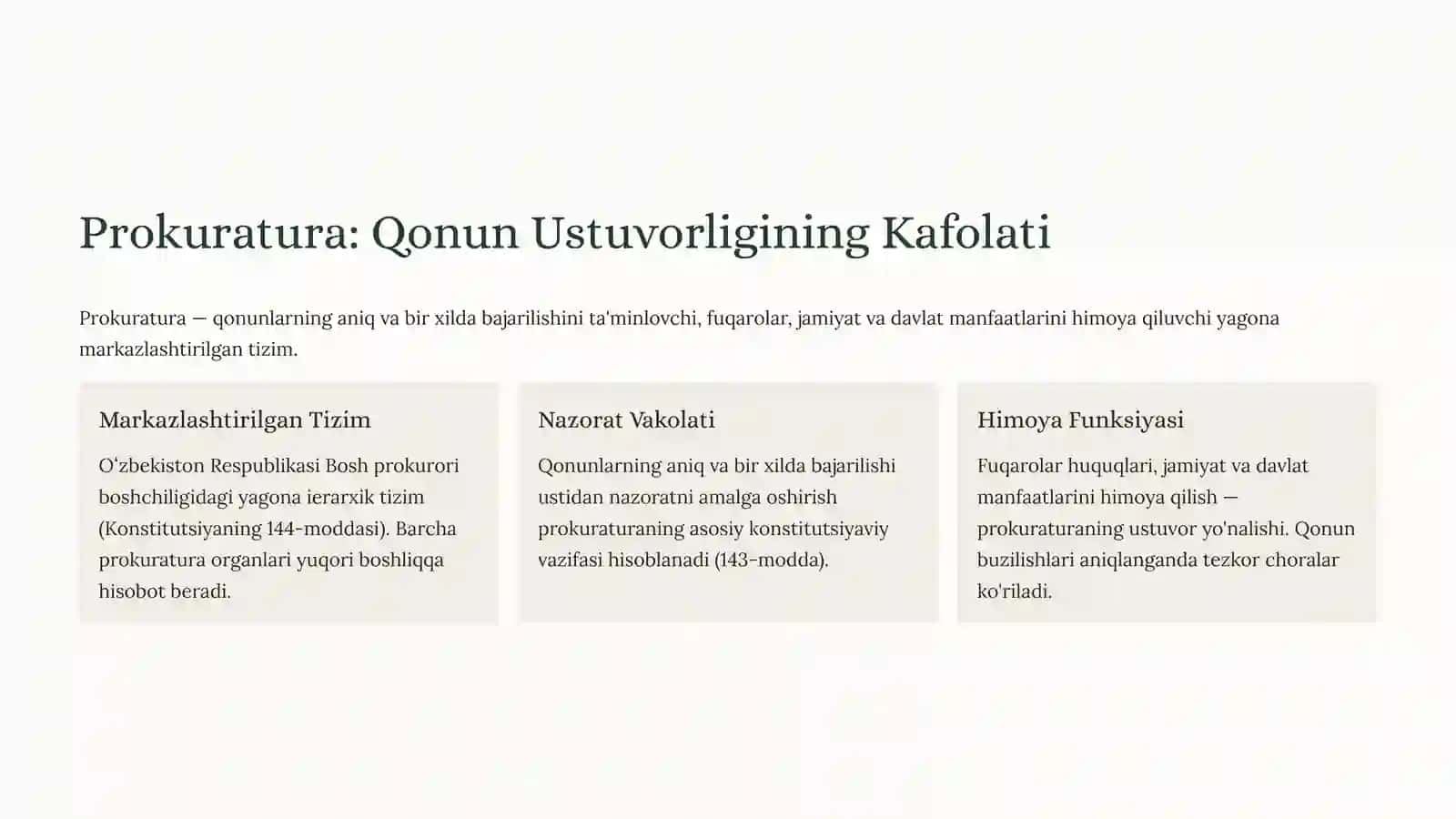 Oʻzbekistonning Yangi Konstitutsiyasi: Advokatura va Prokuratura Tizimi 3