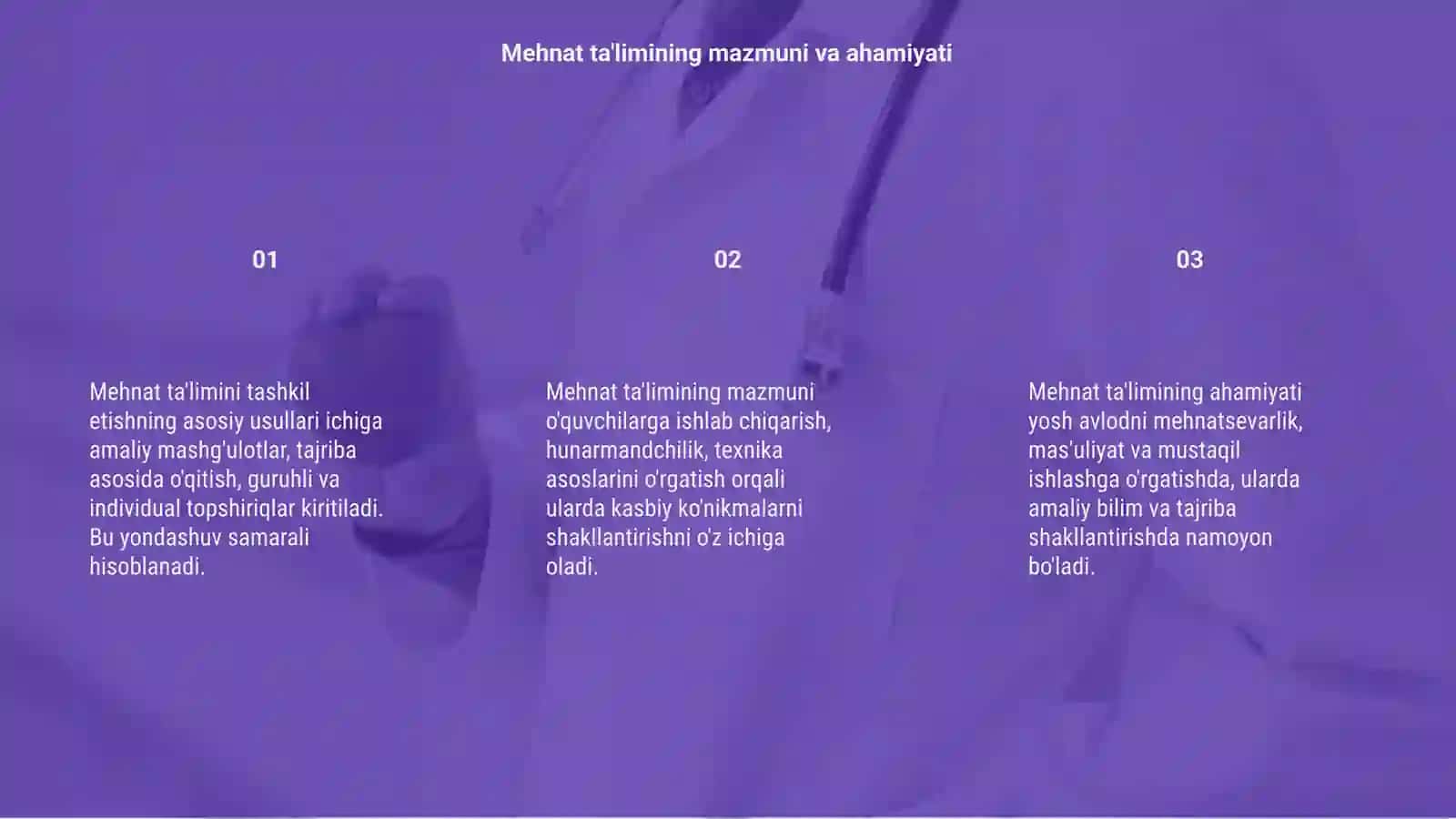 Mehnat ta'limini tashkil etish usullari 3