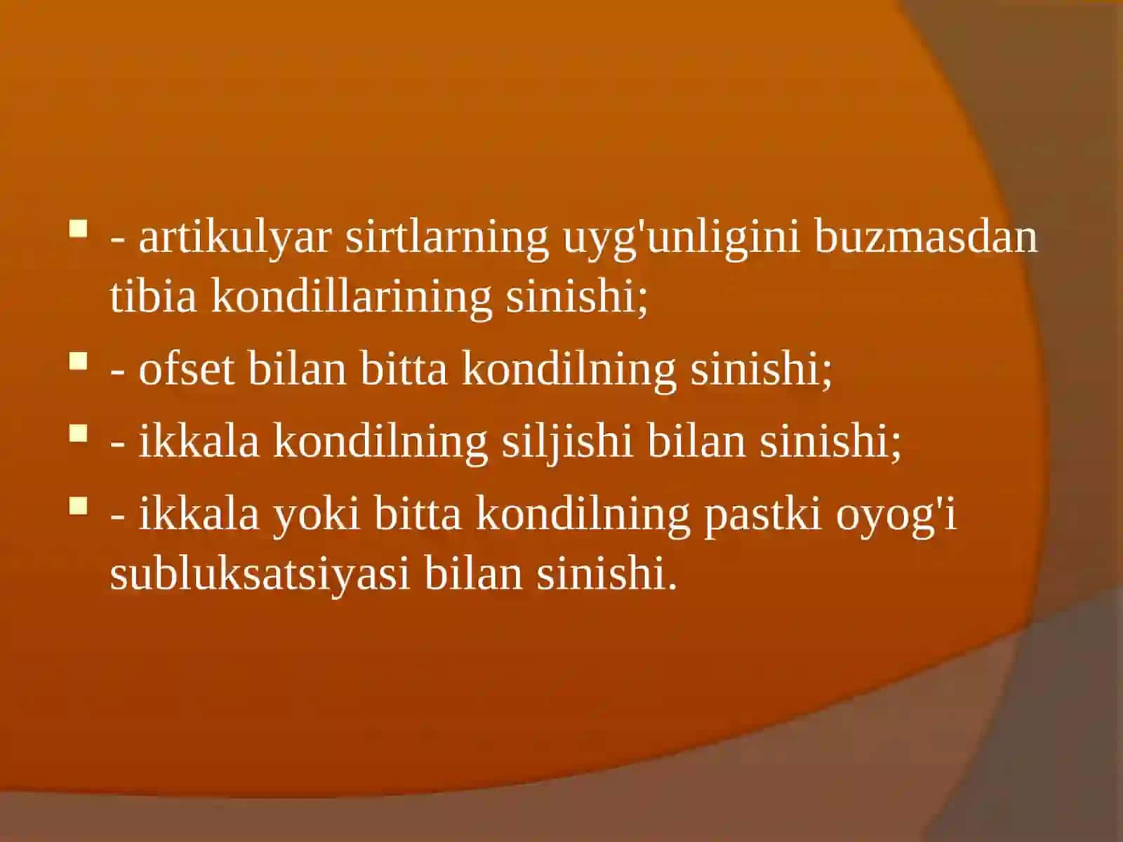 Boldirshikastlanishining tasnifi 3