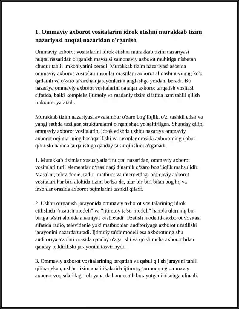 Ommaviy axborot vositalarini idrok etishni murakkab tizim nazariyasi nuqtai nazaridan o'rganish 3