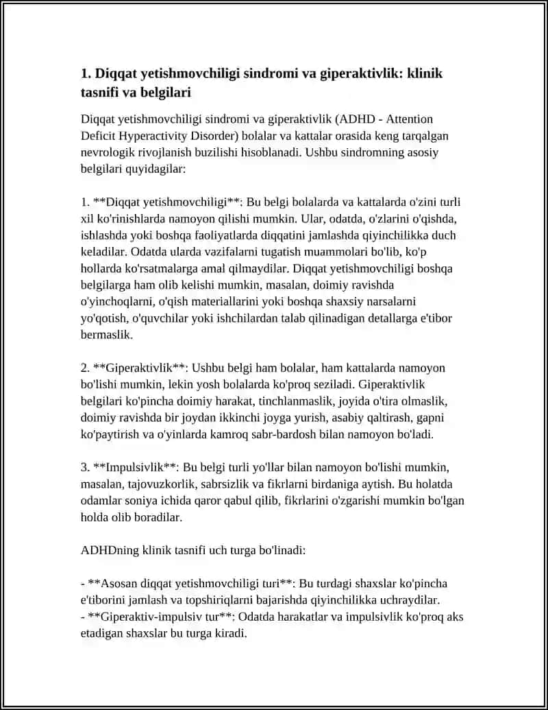 DIQQAT YETISHMOVCHILIGI SINDROMI VA GIPERAKTIVLIK.PSIXOLOGIK YORDAMNI TASHKIL ETISH 3