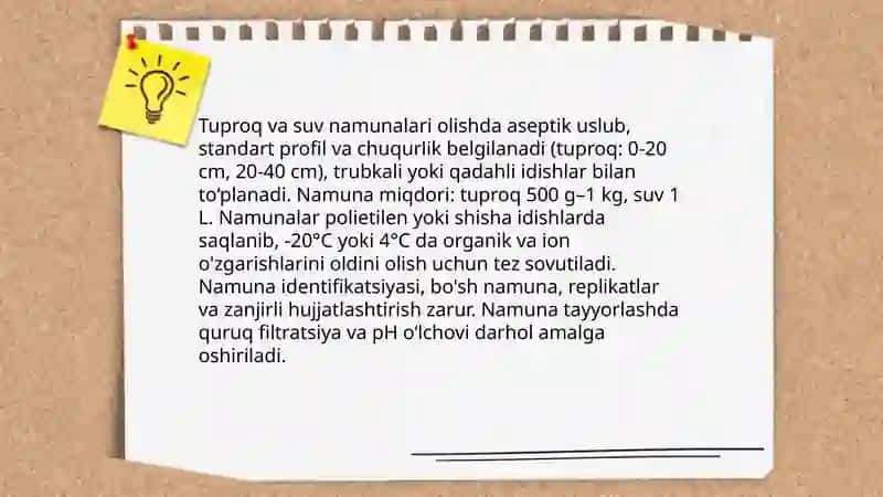 Tuproq va suvning ifloslanishida ion bog'lanishli birikmalarni aniqlab ulardan tozalash usulini ishlab chiqarish 3