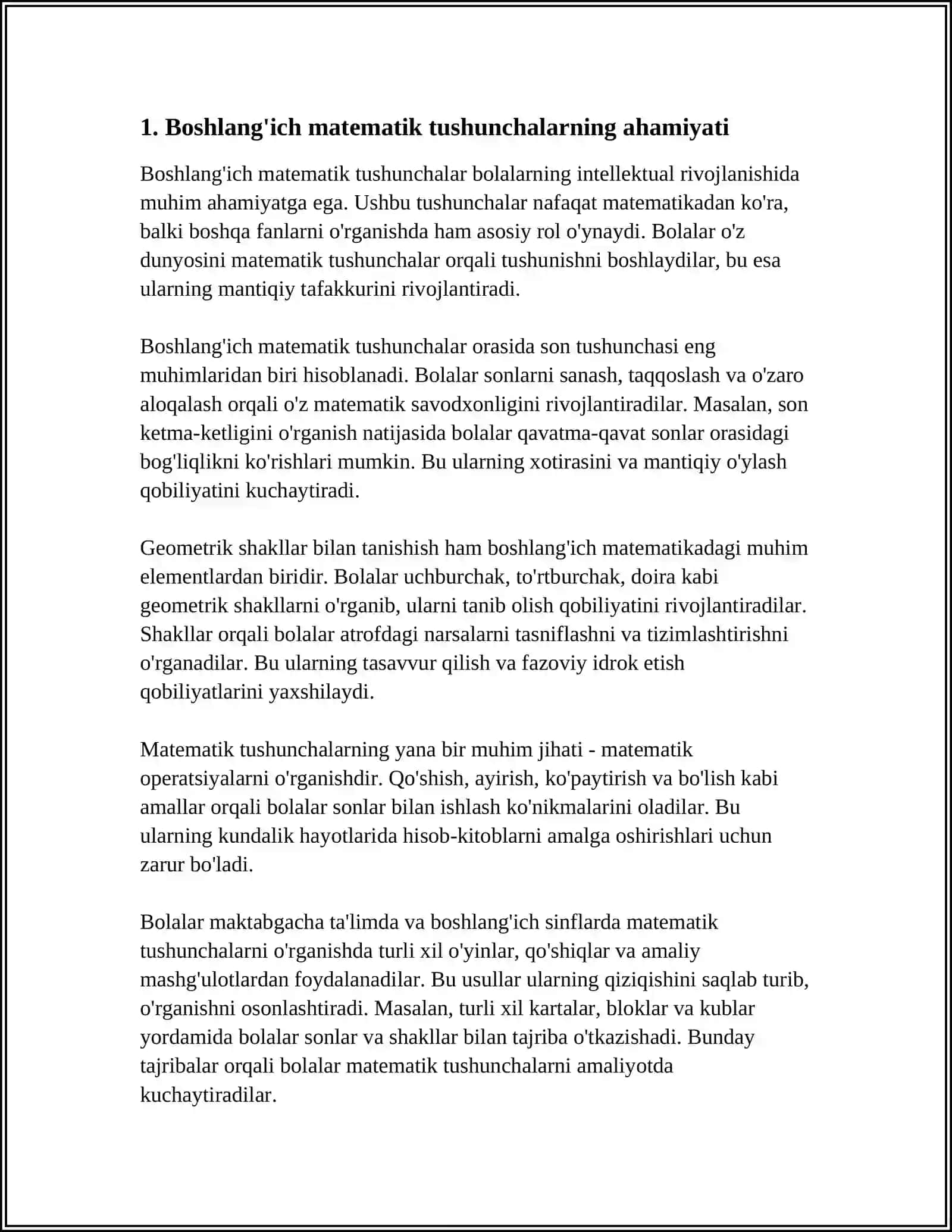 Boshlang'ich matematik tushunchalarning ahamiyati 3