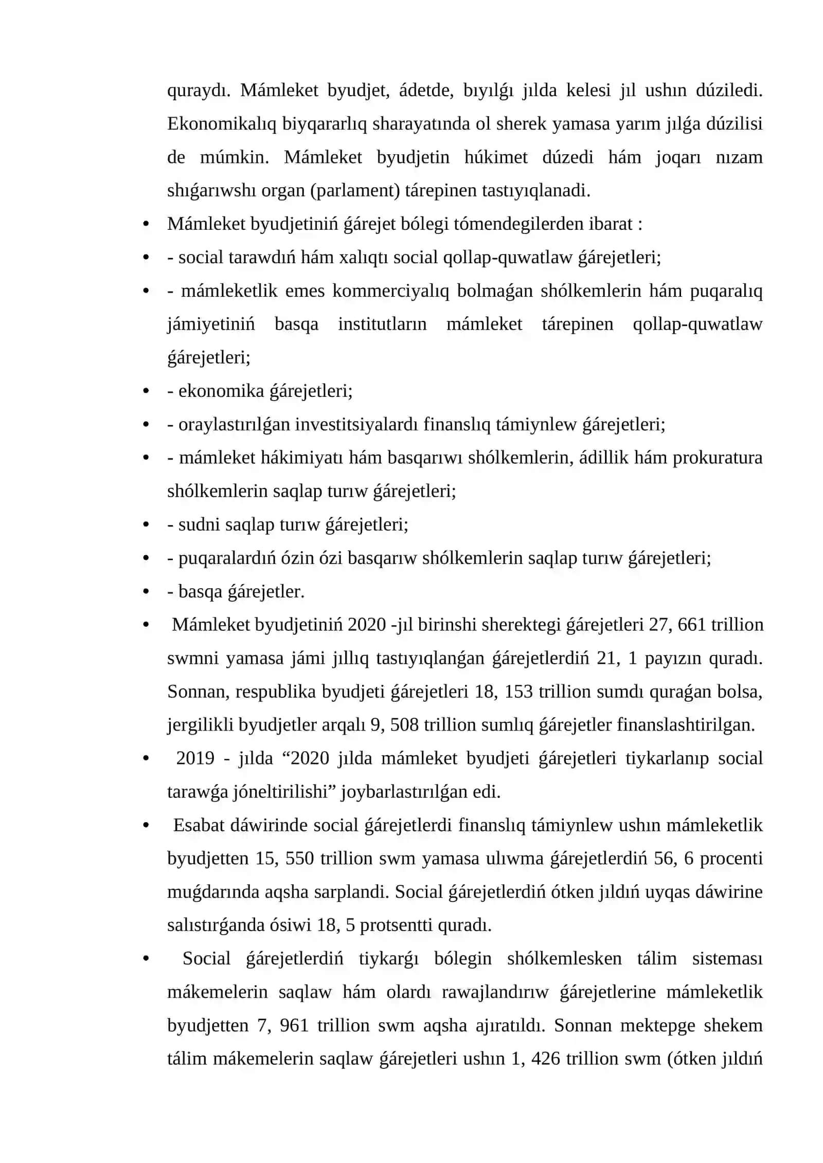 O’zbekstan Respublikasi ma’mleket byudjetlerinin’ da’ramatlari ha’m qa’rejetleri 3