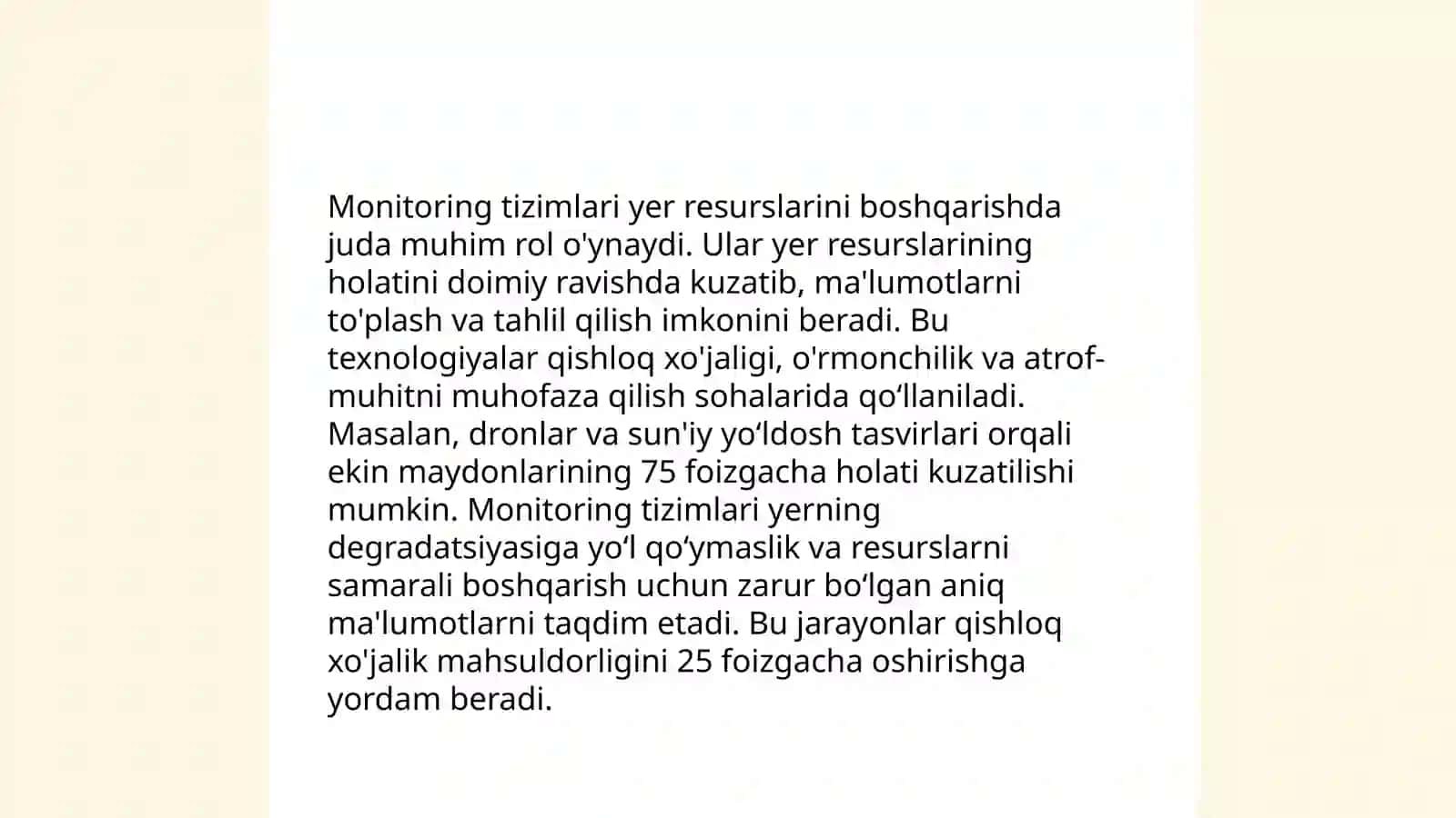 Monitoring sistemalarining yerdan foydalanish ishlarini tashkil etishdagi o'rnini aniqlash 3