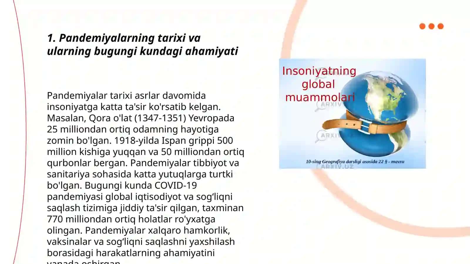 Pandemiya XXI asrning global muommosi va uning oqibatlari 3