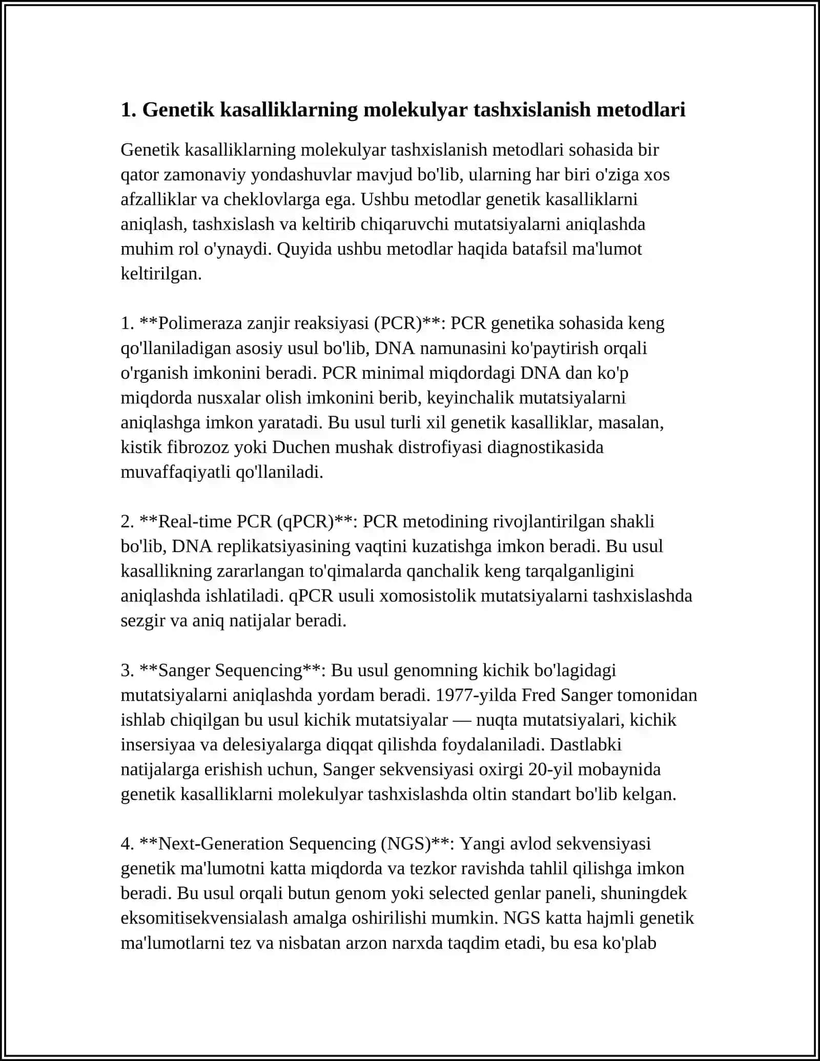 GENETIK XASTALIKLARNING MOLEKULYAR DIAGNOSTIKA ASOSLARI 3