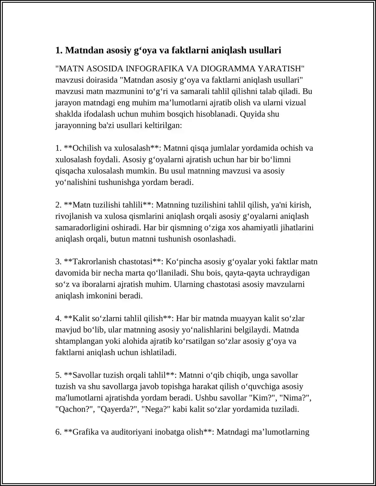 MATN ASOSIDA INFOGRAFIKA VA DIOGRAMMA YARATISH 3