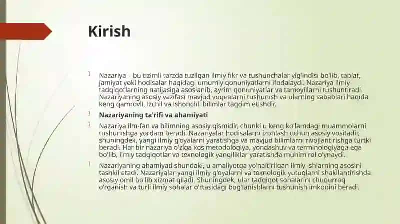 Nazariyalar to'g'risida umumiy ma'lumot 3