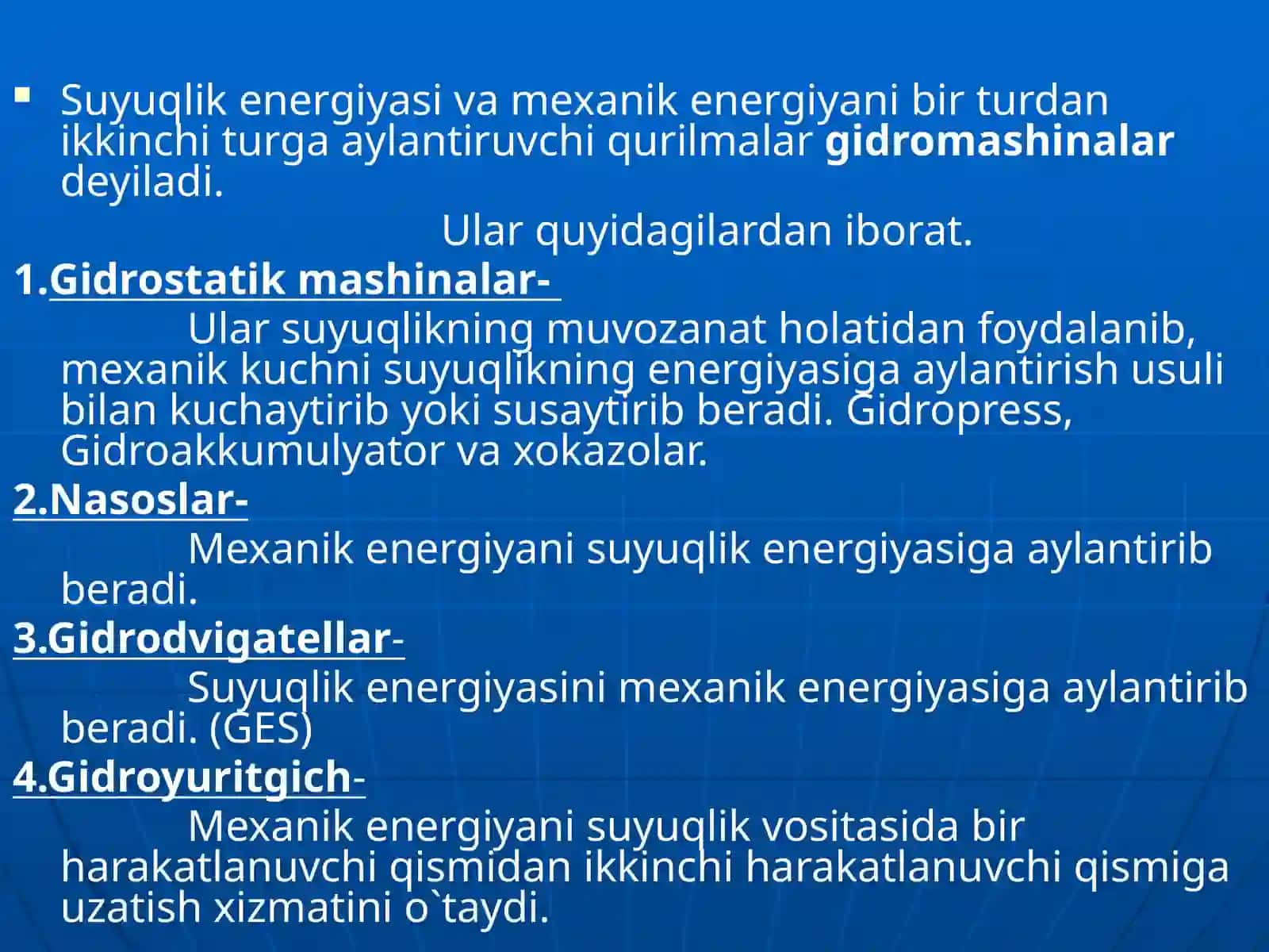 Gidravlik mashinalar. Nasoslar, tuzilishi va ularning parametrlari 3