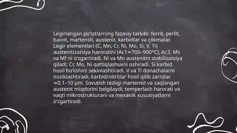 Legirlangan poʻlatlarni choʻyanni termik ishlashi hamda poʻlatni termomexanik ishlashi va termik ishlov berish uskunalari 3