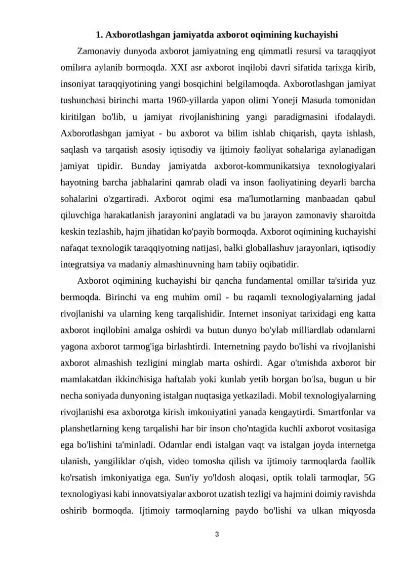 Axborotlashgan jamiyat taraqqiyotida axborot oqimining kuchayishi va muammolari 3
