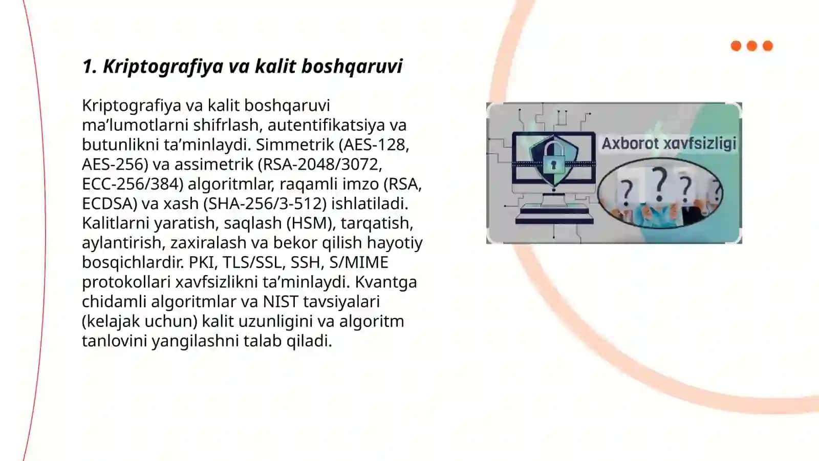 Kriptografiya va kalit boshqaruvi 3