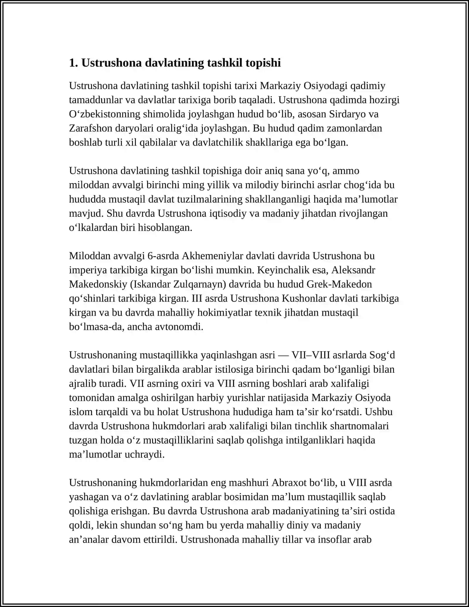 ILK O'RTA ASRLARDA USTRUSHONA DAVLATI 3