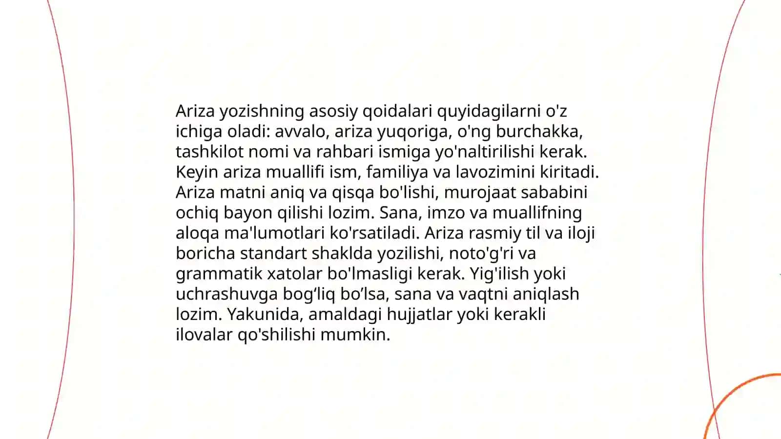 Maʼlumot axborot hujjatlari (ariza bayonnoma) yozish ustida ishlash 3