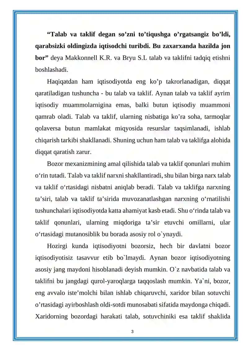 Talab va Taklifning Nazariyasi Bozor Muozanati Narx va Uning Shakillanishi 3