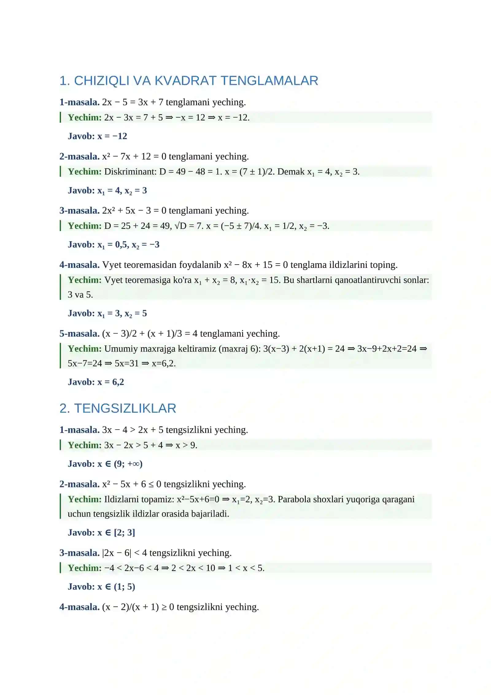 MATEMATIKA MASALALAR BANKI 3