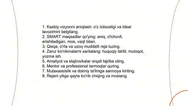 Muvaffaqiyatli yurist karyerasini rejalashtirish usullari 3