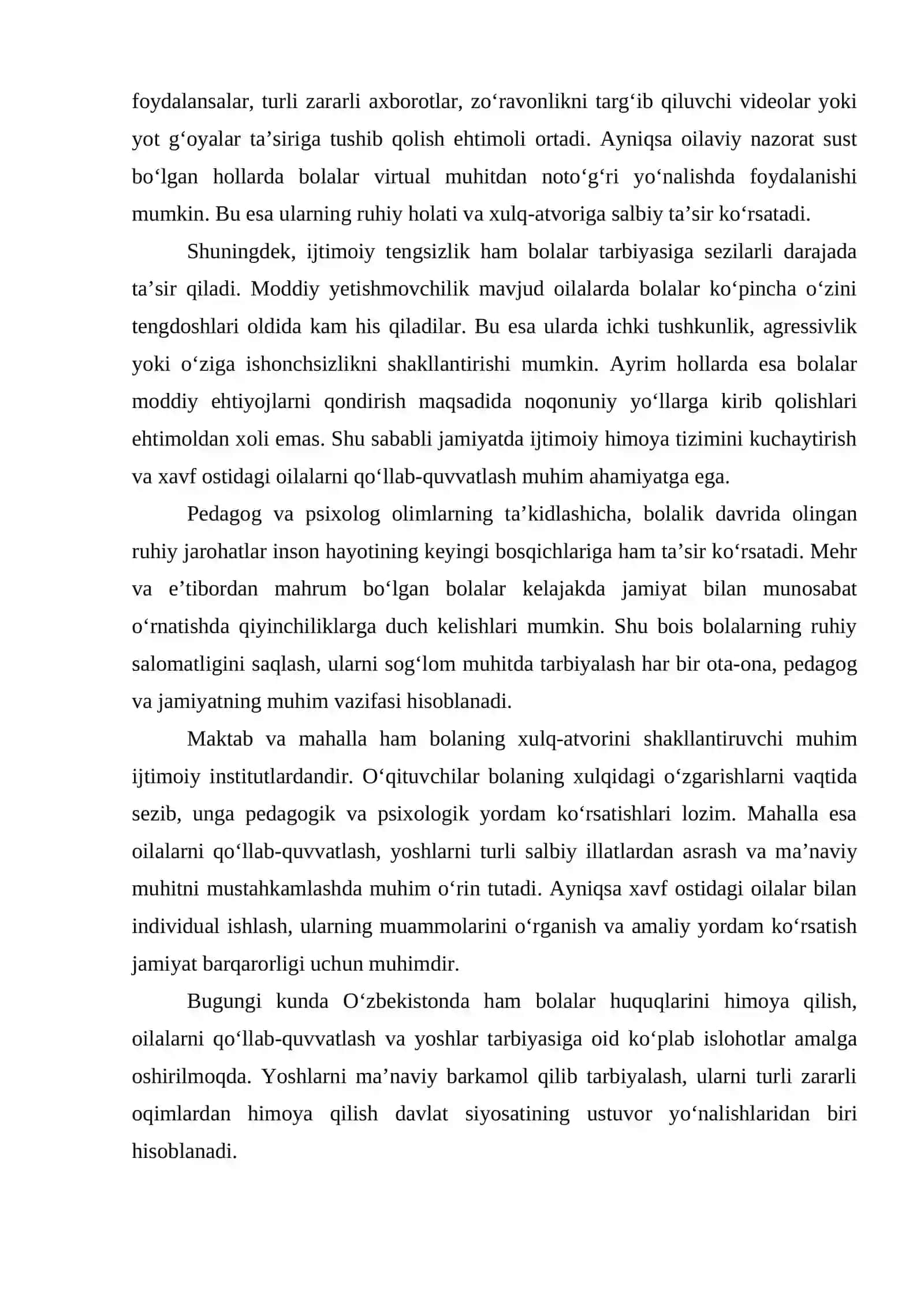 Xavf ostidagi oilalarda tarbiyalanayotgan bolalarning xulq-atvoriga ta’sir etuvchi ijtimoiy omillar 3