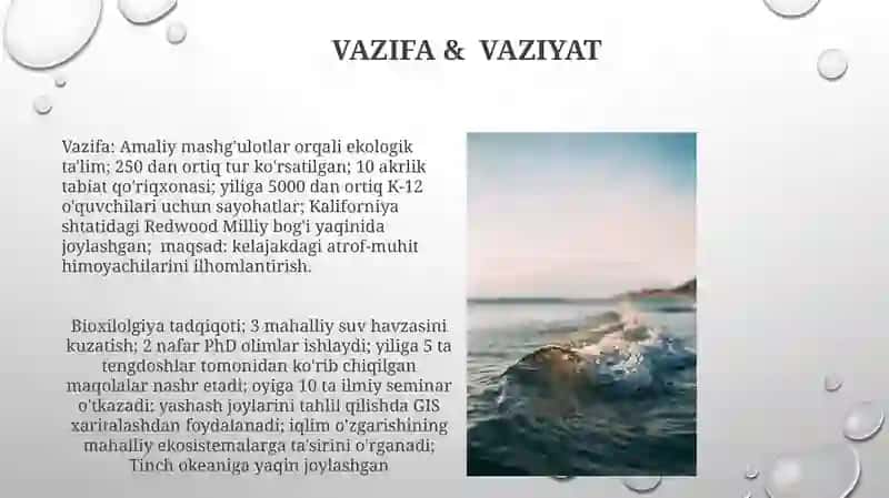 Ilm- fanvatabiat markazi va undafa oliyatlarni tashkilotish 3
