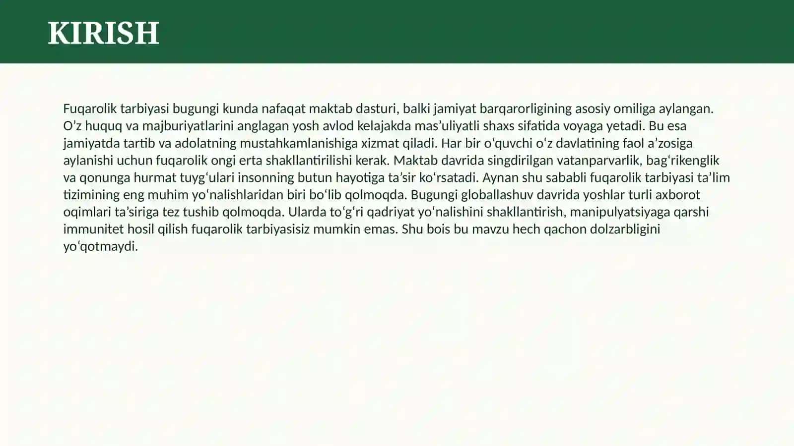 O’QUVCHILARDA FUQAROLIK TARBIYASI 3