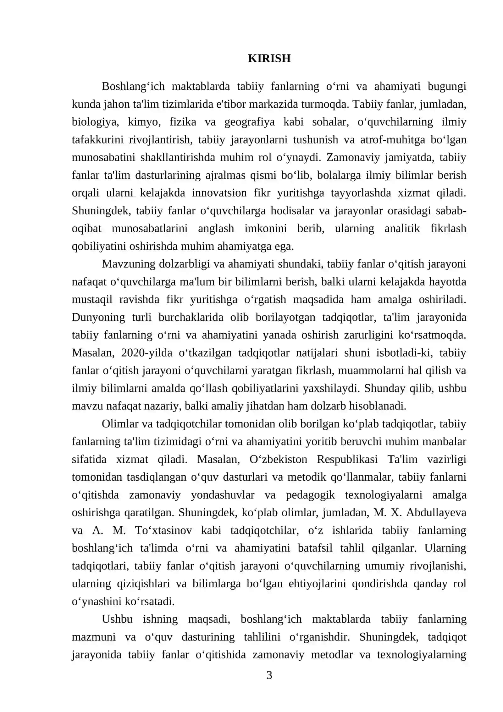 Boshlang‘ich maktablarda tabiiy fanlarning mazmuni, o‘quv dasturining tahlili 3