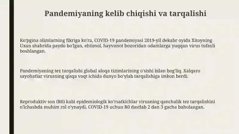 Pandemiya XXI asrning muammosi va uning oqibatlari 3