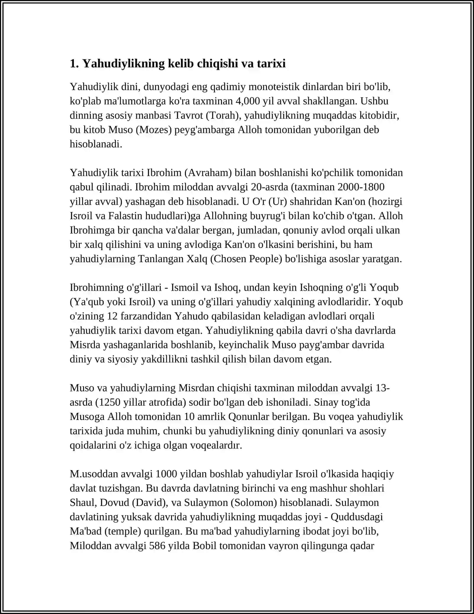 YAHUDIYLIK TA'LIMOTI, AN'ANA VA MAROSIMLARI 3