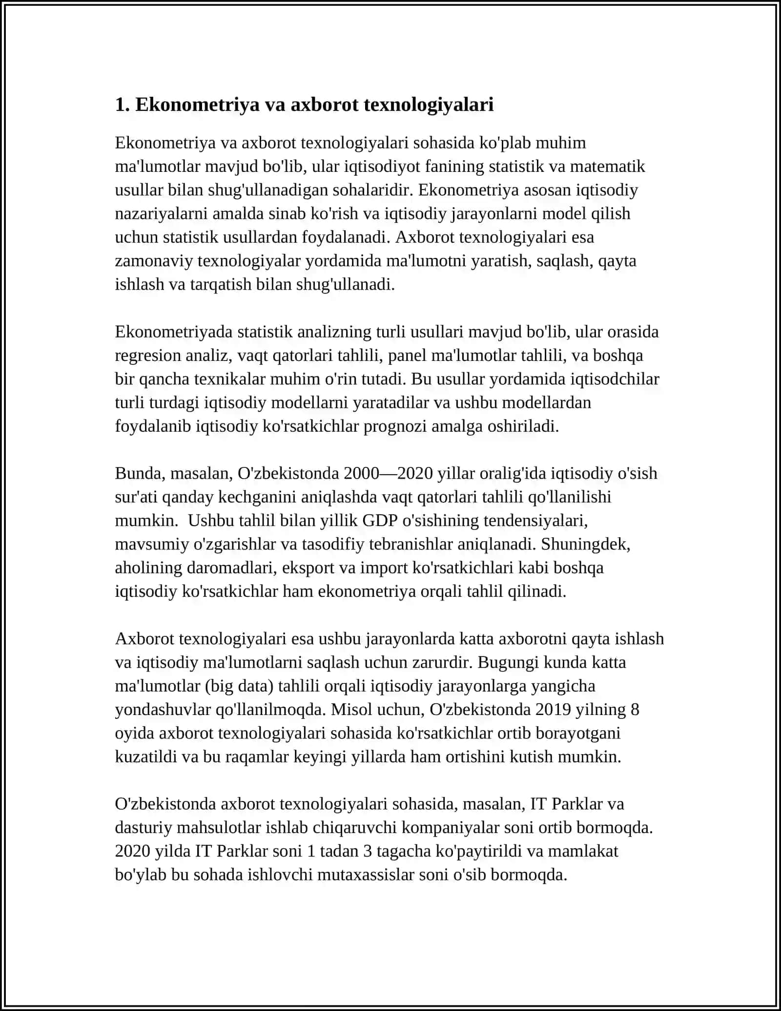 EKONOMETRIK MODELLARNING AXBOROT TA’MINOTI 3