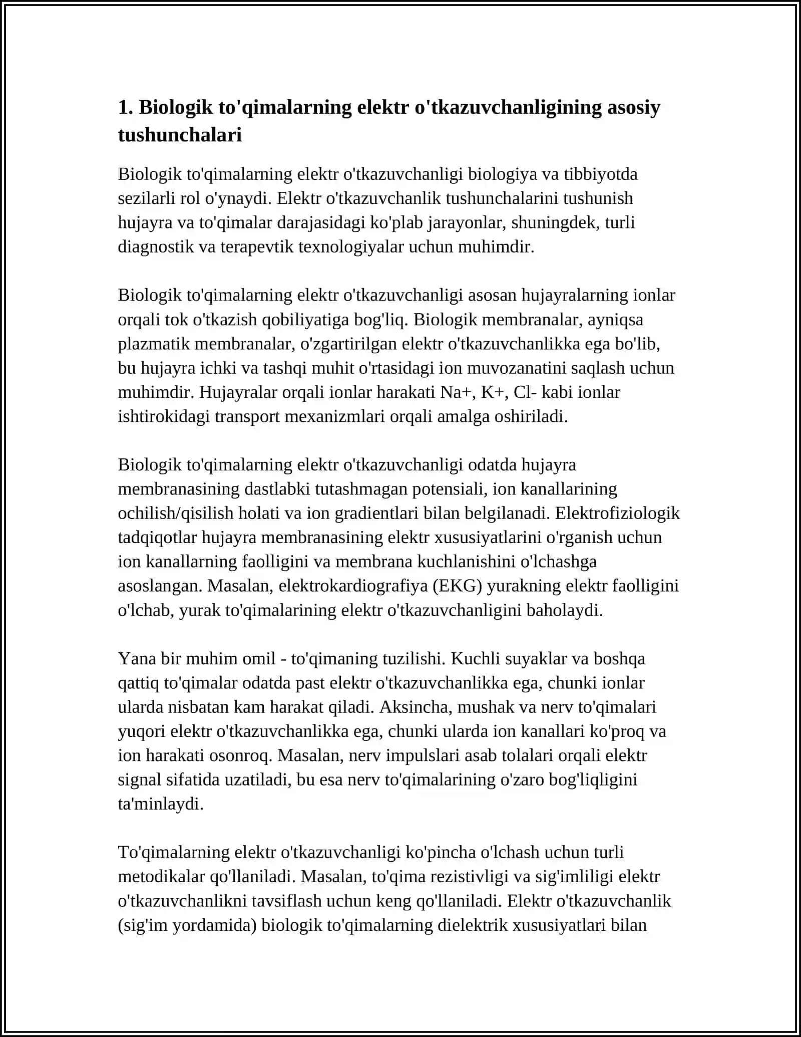 BIOLOGIK TO'QIMALARLARNING ELEKTR O'TKAZUVCHANLIGI 3