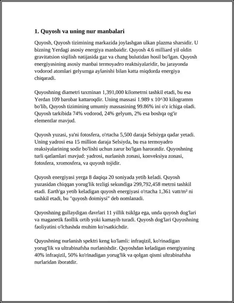 KOINOT NURLARI. KOINOT NURLARINING MANBALARI VA KIMYOVIY TARKIBI 3