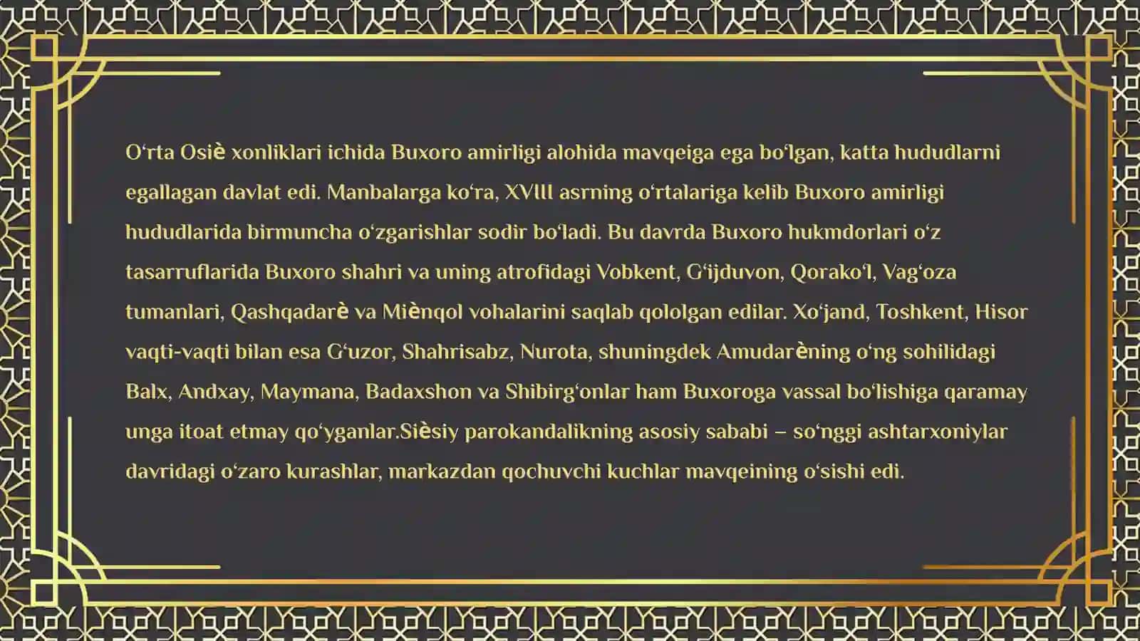 XVI-XIX asr o’rta o‘zbek xonliklari tarixiy geografiyasi 3