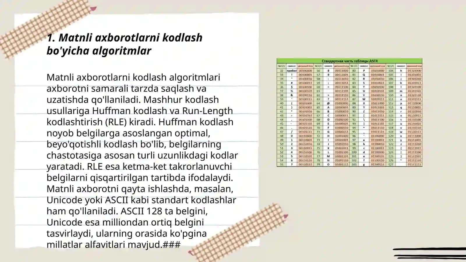 Matnli axborotlarni kodlash bo'yicha algoritmlar 3