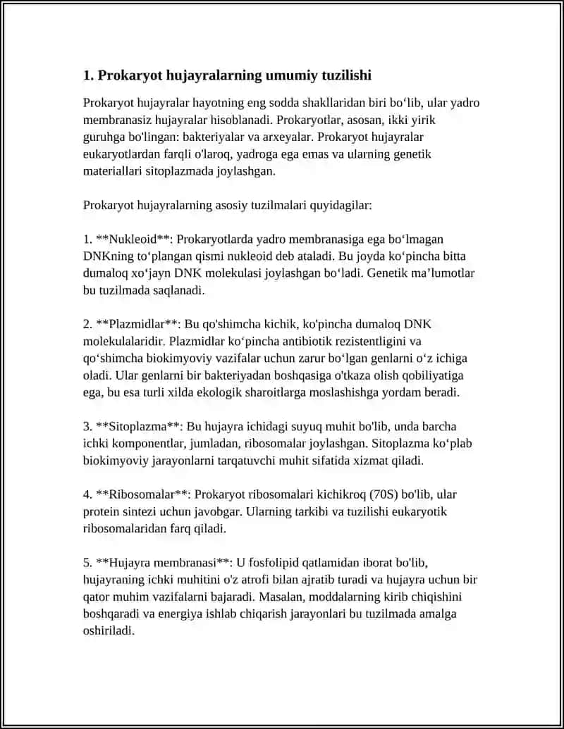 PROKARIOT VA EUKARIOT HUJAYRALARNING UMUMIY TUZILISHI.VAQTINCHALIK PREPPARATTAYYORLASH VA UNDA HUJAYRA ORGANOIDLARNI O'RGANISH 3