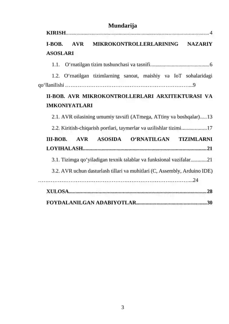 AVR MIKROKONTROLLERLARI ASOSIDA O‘RNATILGAN TIZIMLARNI YARATISH 3