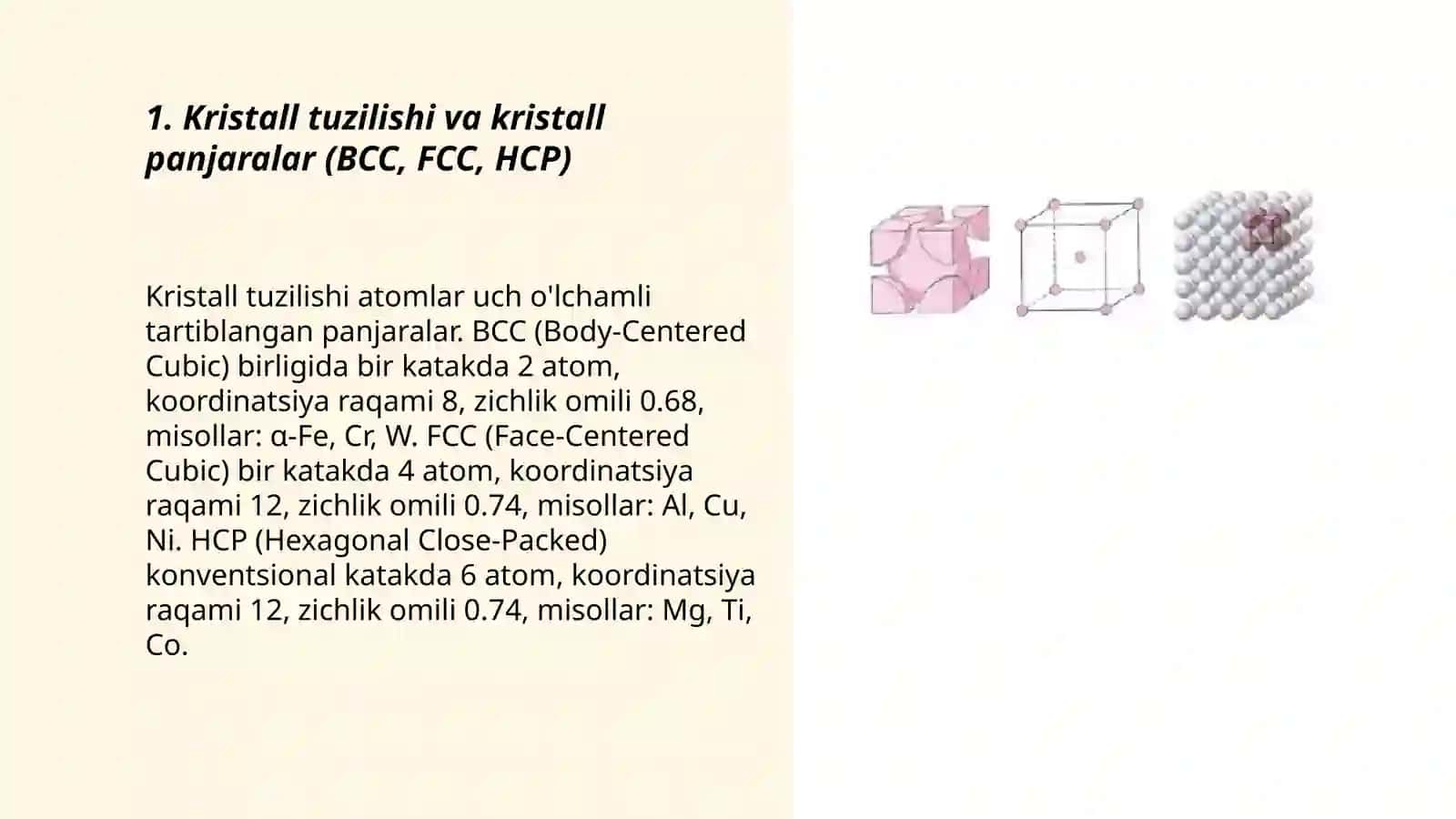 Materiallarning tuzilishi, strukturasi va xossalari 3