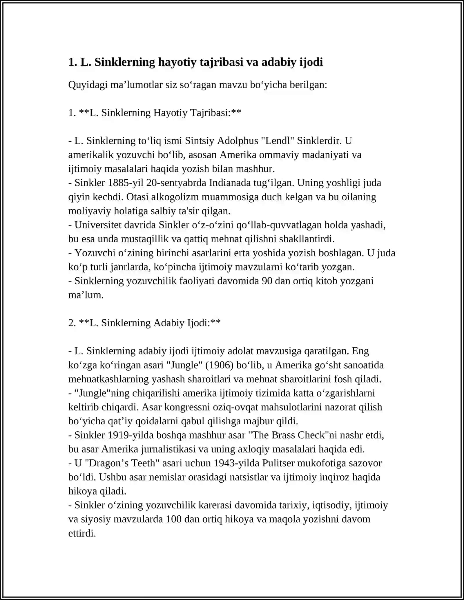 L.SINKLER ASARIDA IJTIMOIY HAYOT TASVIRI 3