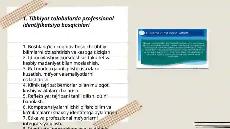 Tibbiyot talabalarning shifokor shaxsiga aylanish mexanizimlarini aniqlang va tasvirlang 3