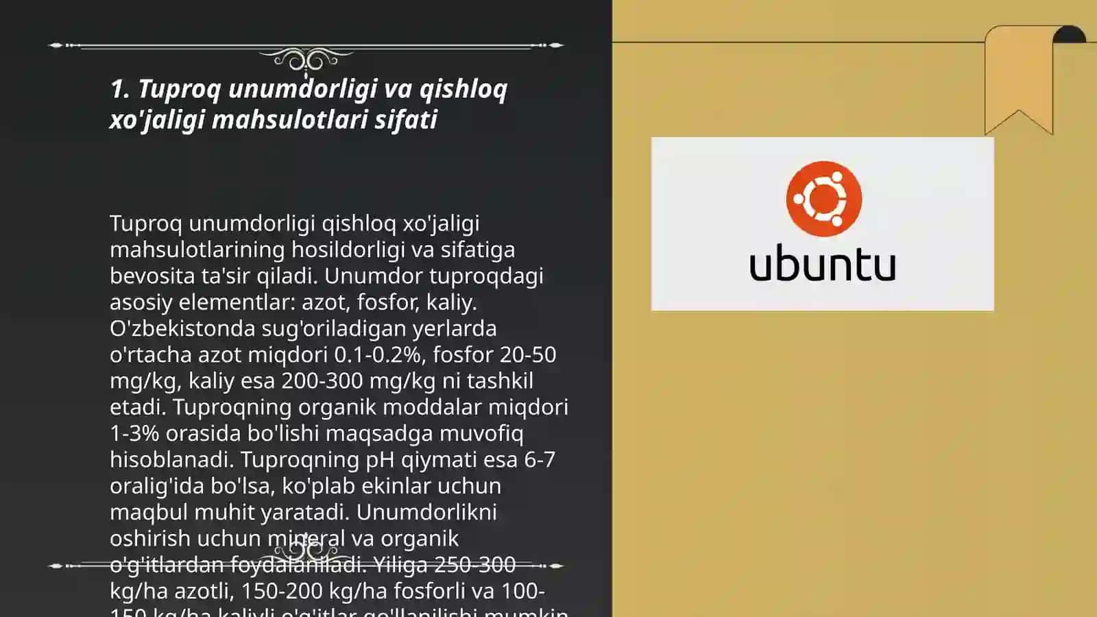 Tuproq unumdorligi va qishloq xo'jaligi mahsulotlari sifati 3