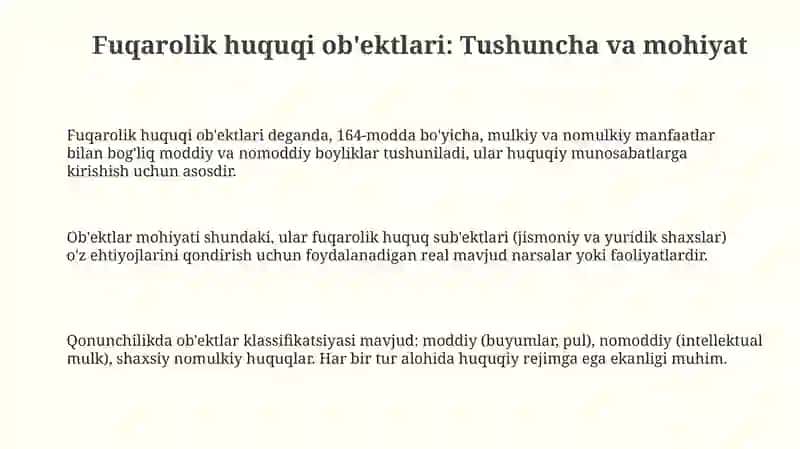 Fuqarolik huquqi ob'ektlari 3