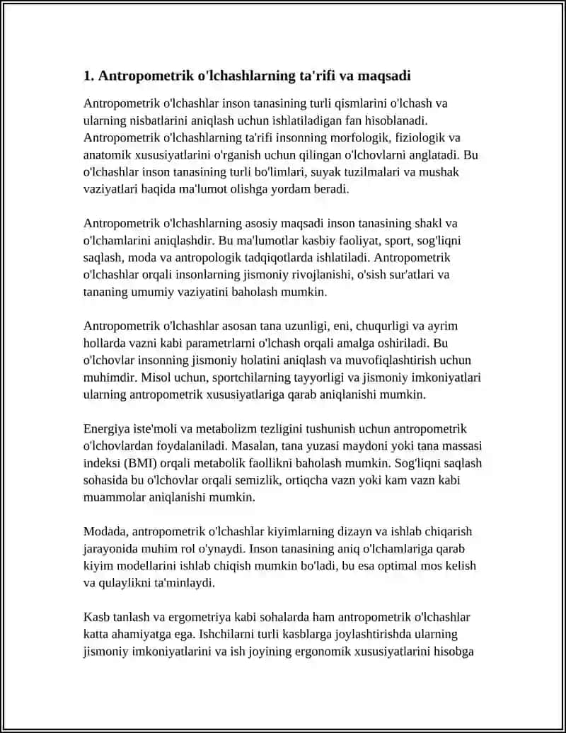 ANTRAPOMETRIK O'LCHASHLAR 3