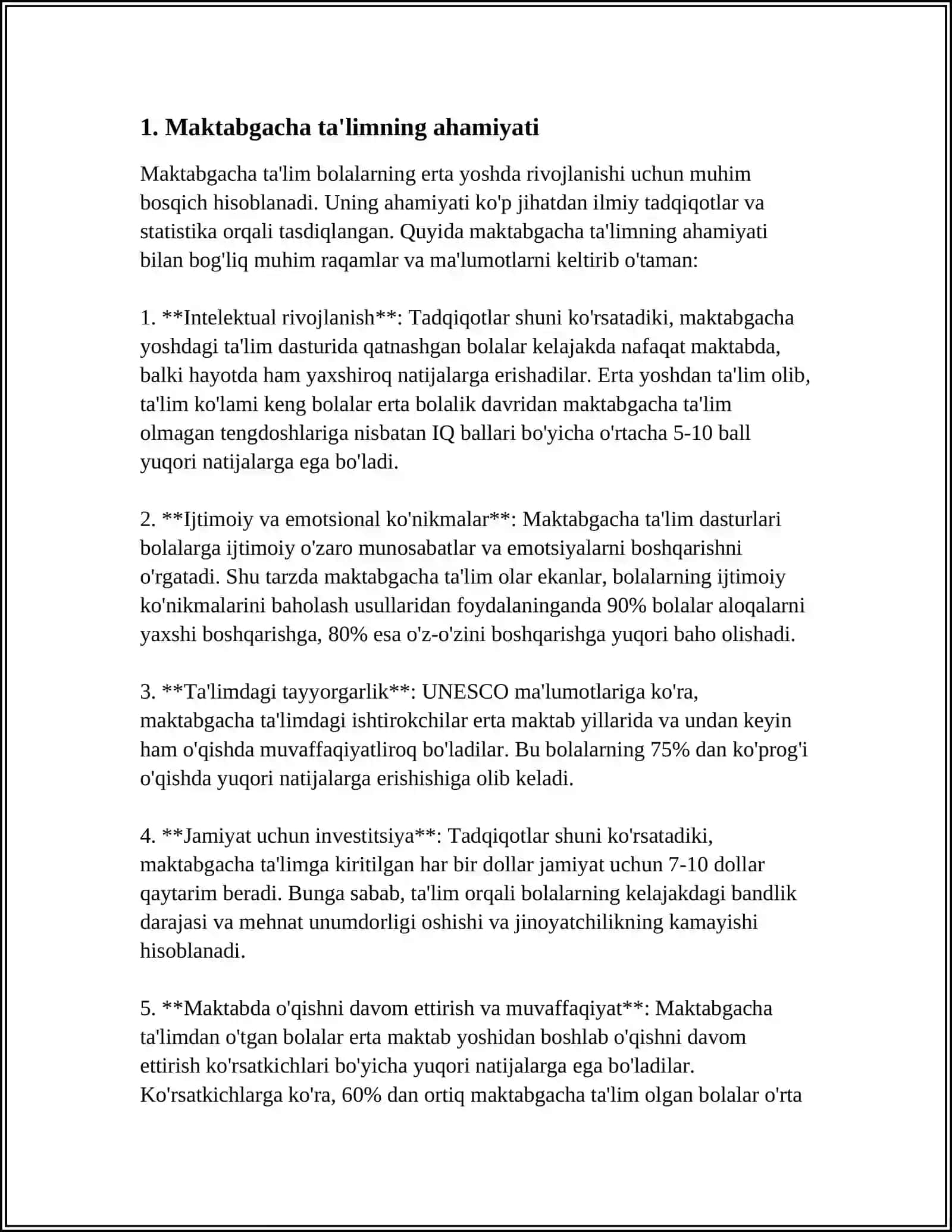 TOʻSHQOʻZIYEVA FERUZXON MAKTABGACHA TAʼLIM 23-41 GURUH 3
