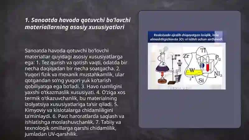 Sanoatda havoda qotuvchi bo‘lovchi materiallar ishlab chiqarish 3