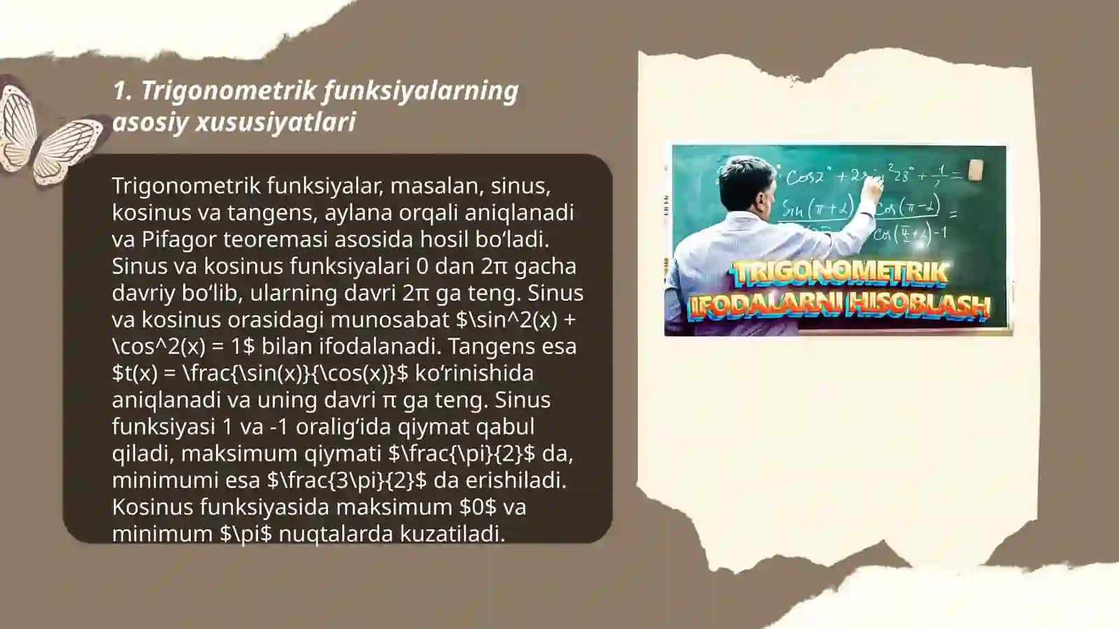 Trigonometrik ifodalarni integrallash 3